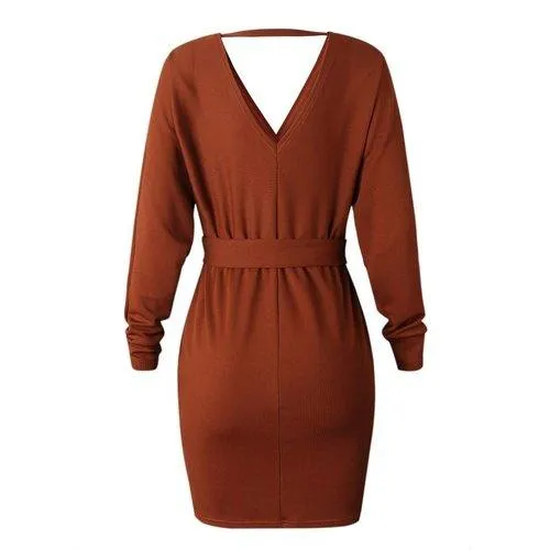 Knitted Wrap Rib Dress