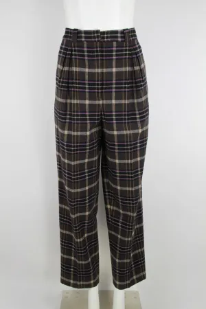 Ladies Pleated Wool checked trousers - M