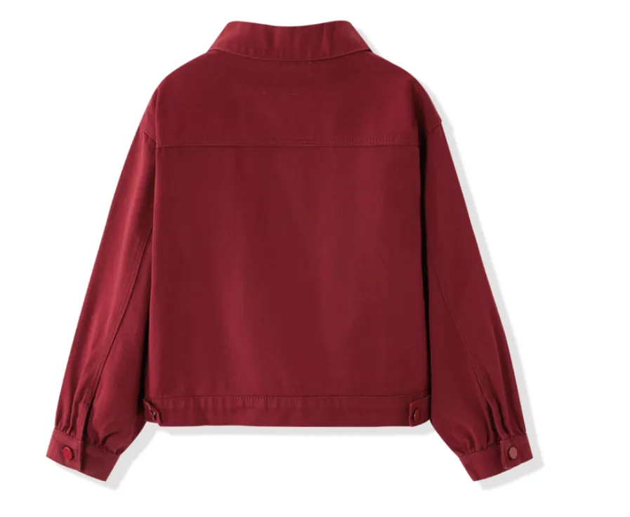LEDDIN DESIGN RABBIT POCKET DETAIL CROPPED DENIM JACKET