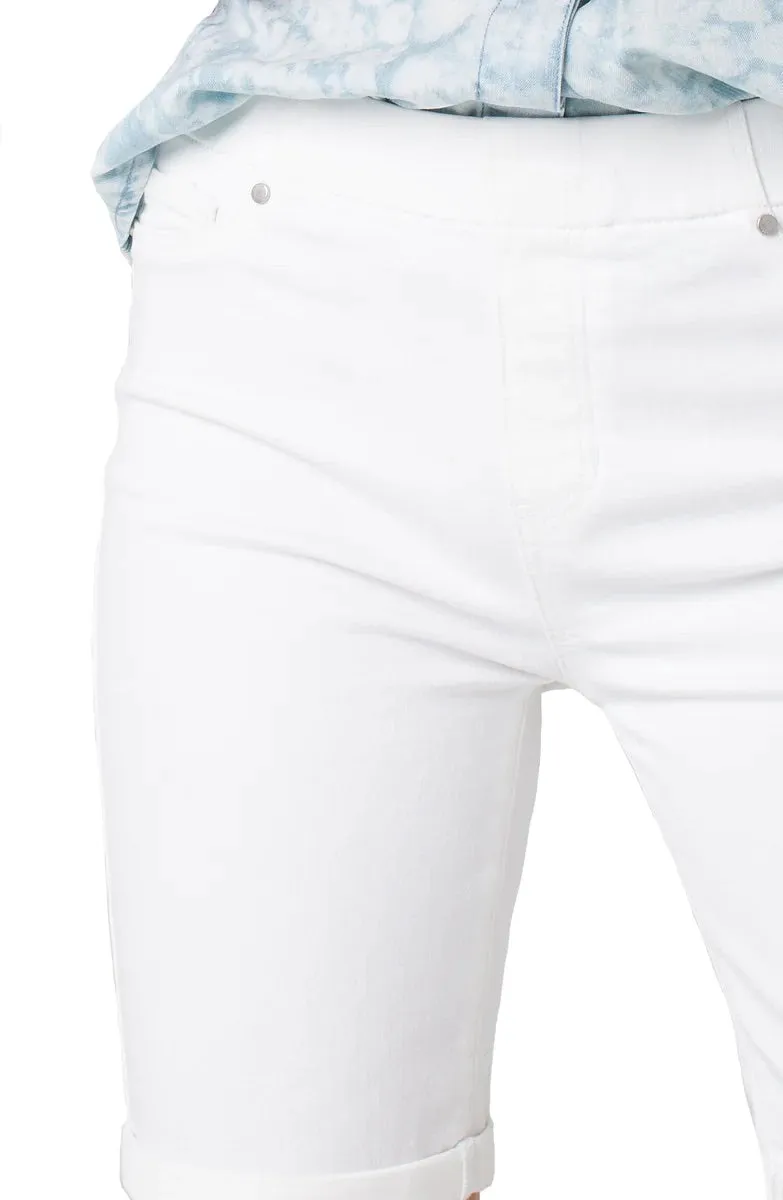 Liverpool Chloe 9-Inch Rolled Cuff Bermuda Shorts - Bright White