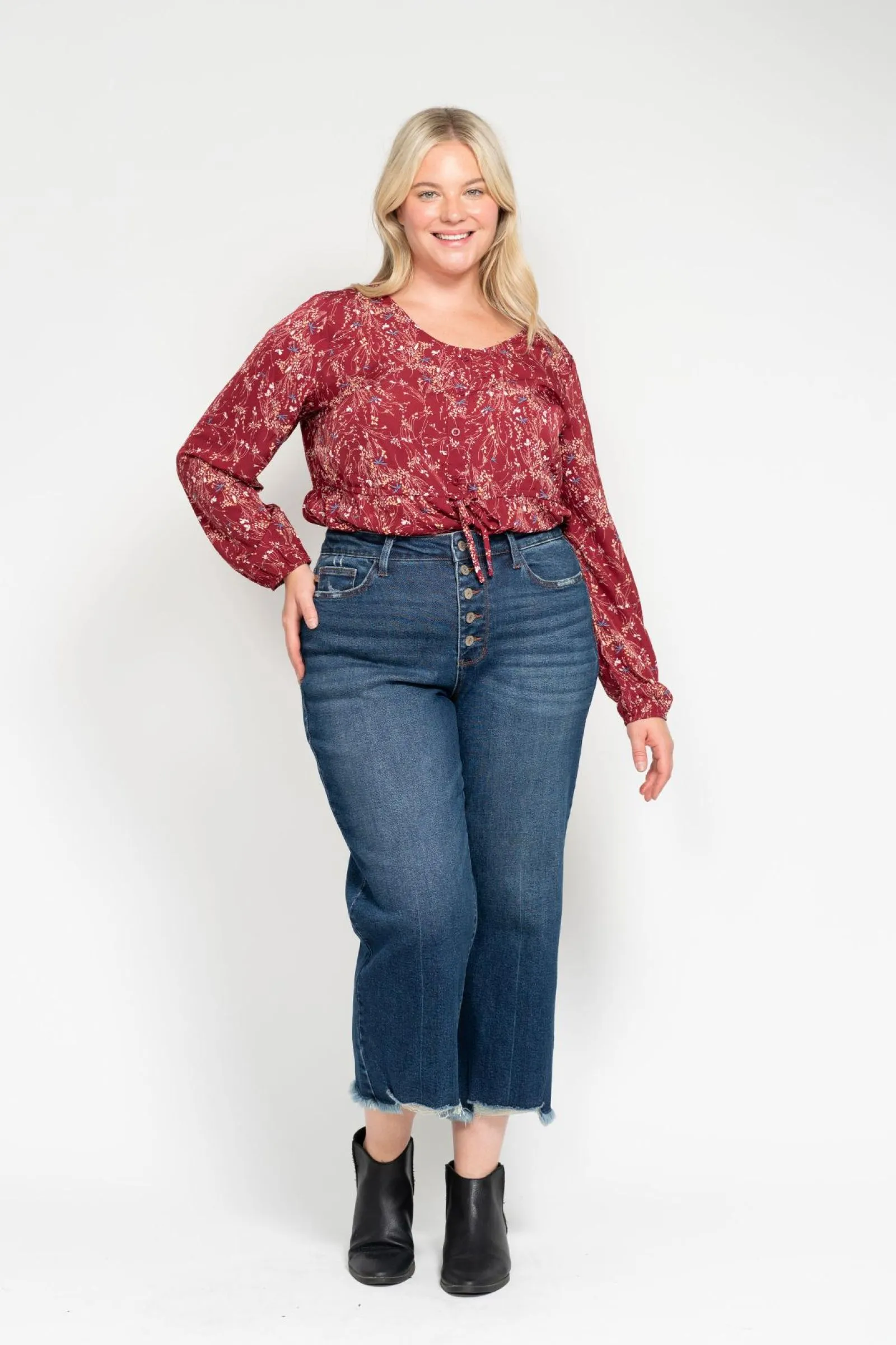 Marshall - Judy Blue HR Button Fly Wide Leg Crop