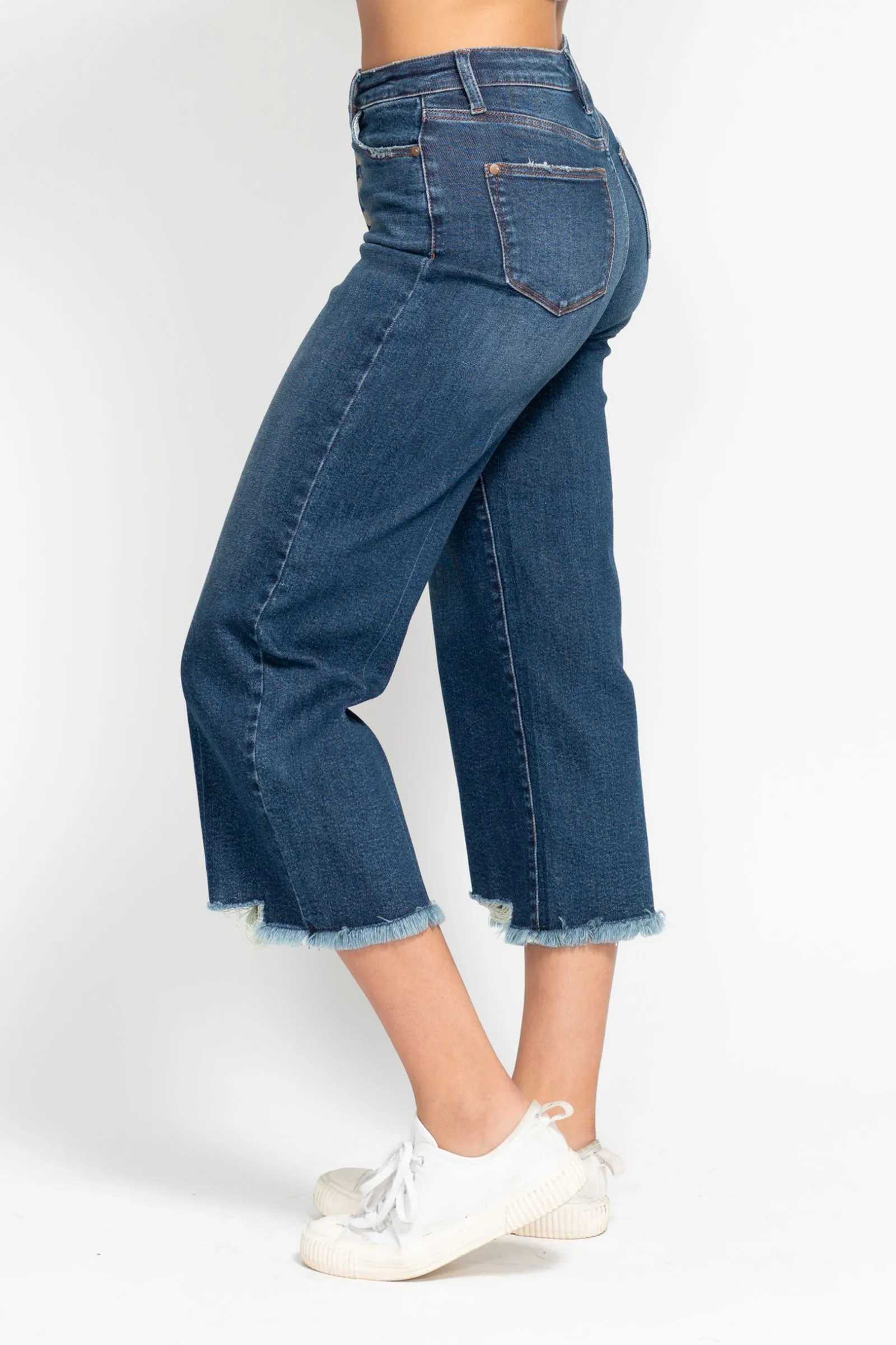 Marshall - Judy Blue HR Button Fly Wide Leg Crop