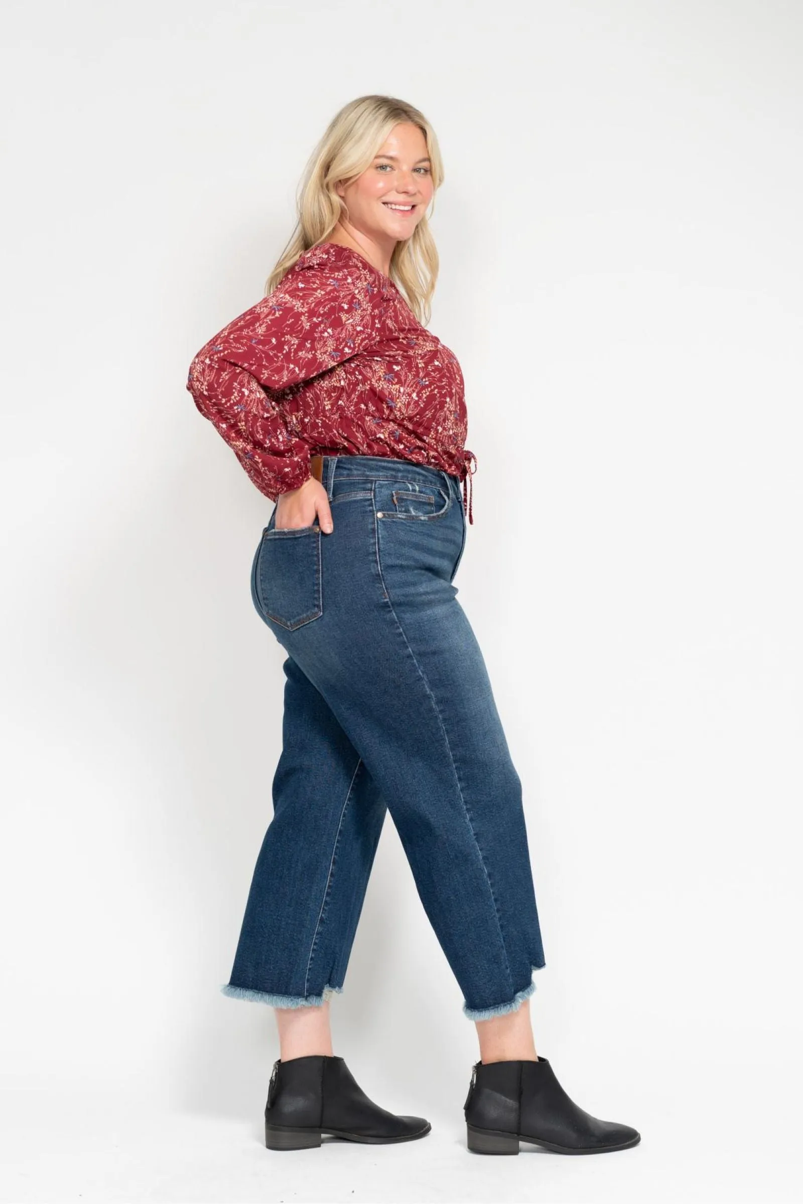 Marshall - Judy Blue HR Button Fly Wide Leg Crop