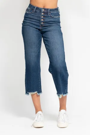 Marshall - Judy Blue HR Button Fly Wide Leg Crop