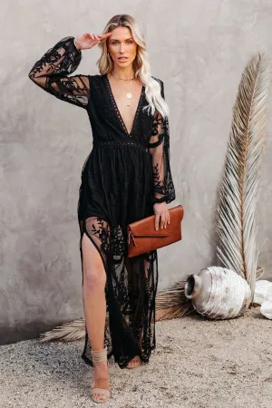 Maxi Dress - Boho Dress - Sundress - Lace Dress - Black Aitana