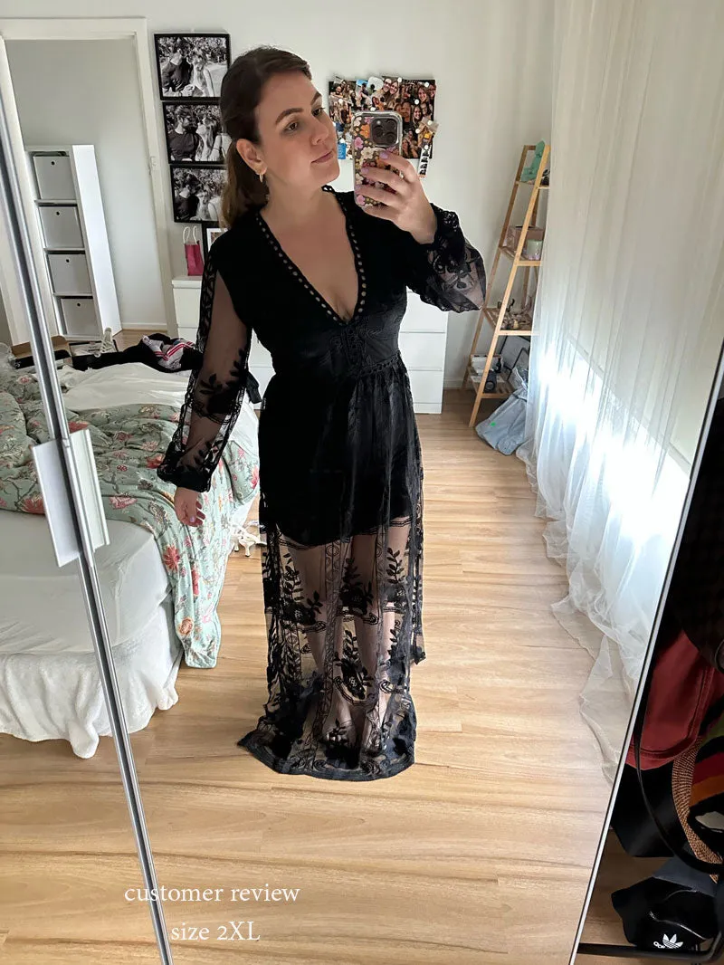 Maxi Dress - Boho Dress - Sundress - Lace Dress - Black Aitana