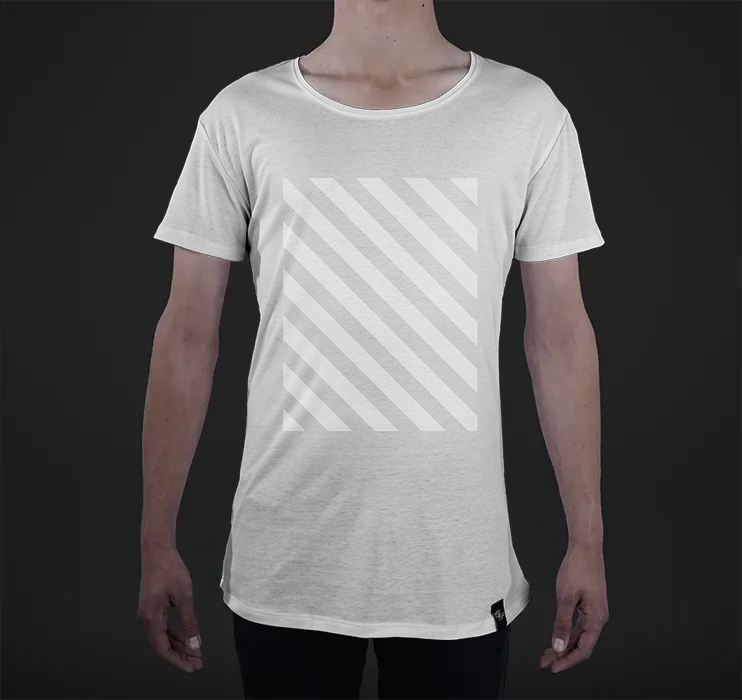 Mens Modern Tee, Striped Overlay