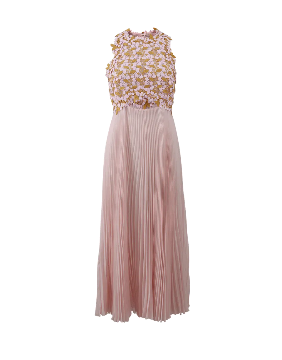 Midi Macrame Plisse Dress