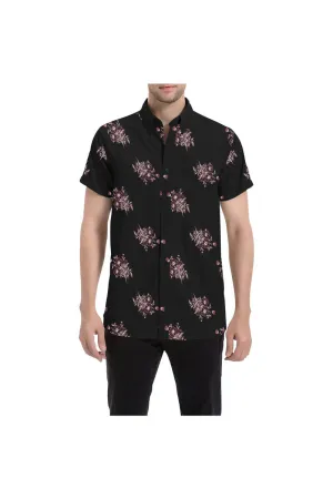 Midnight Black Floral Men's All Over Print Short Sleeve Shirt/Large Size (Model T53)