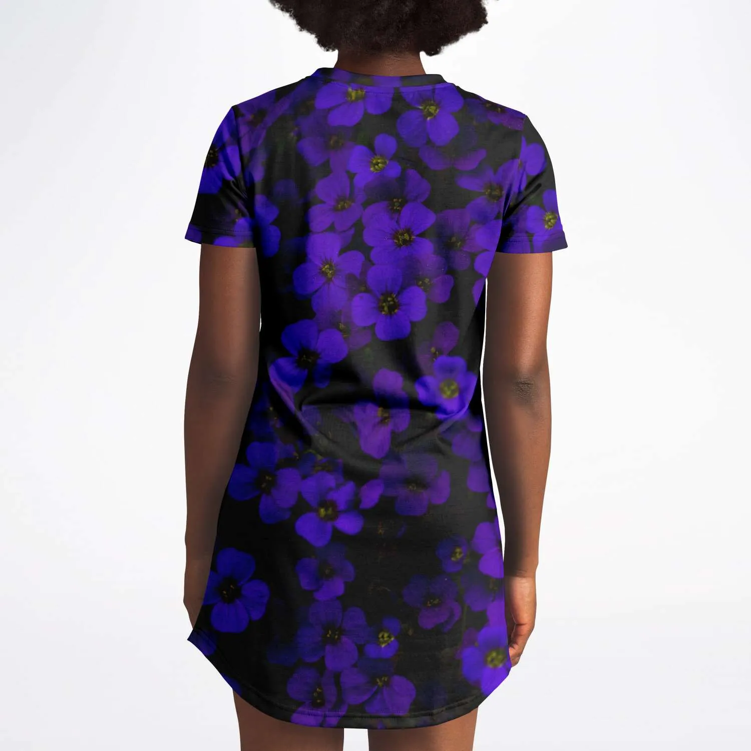 Midnight Purple Flower T Shirt Dress