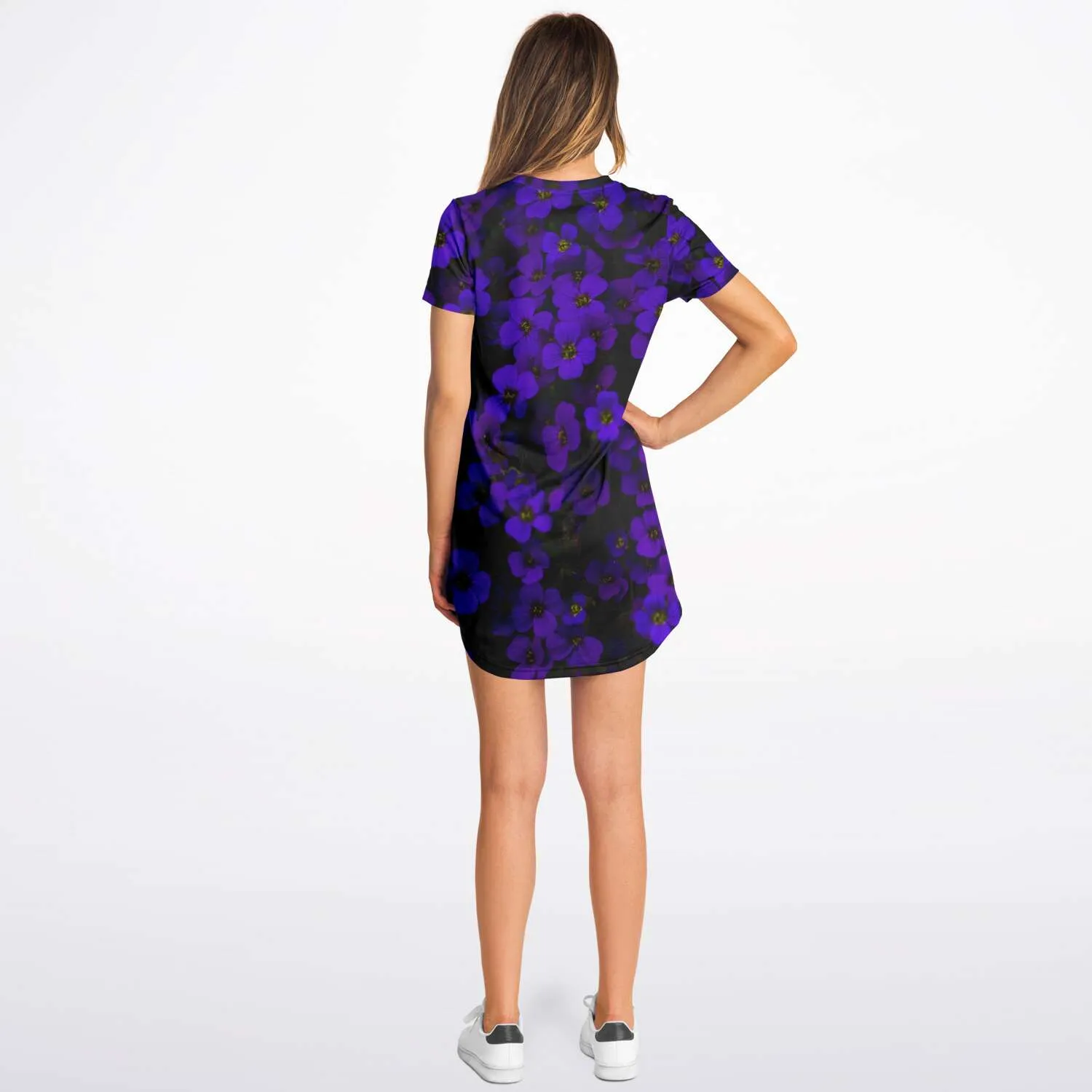 Midnight Purple Flower T Shirt Dress