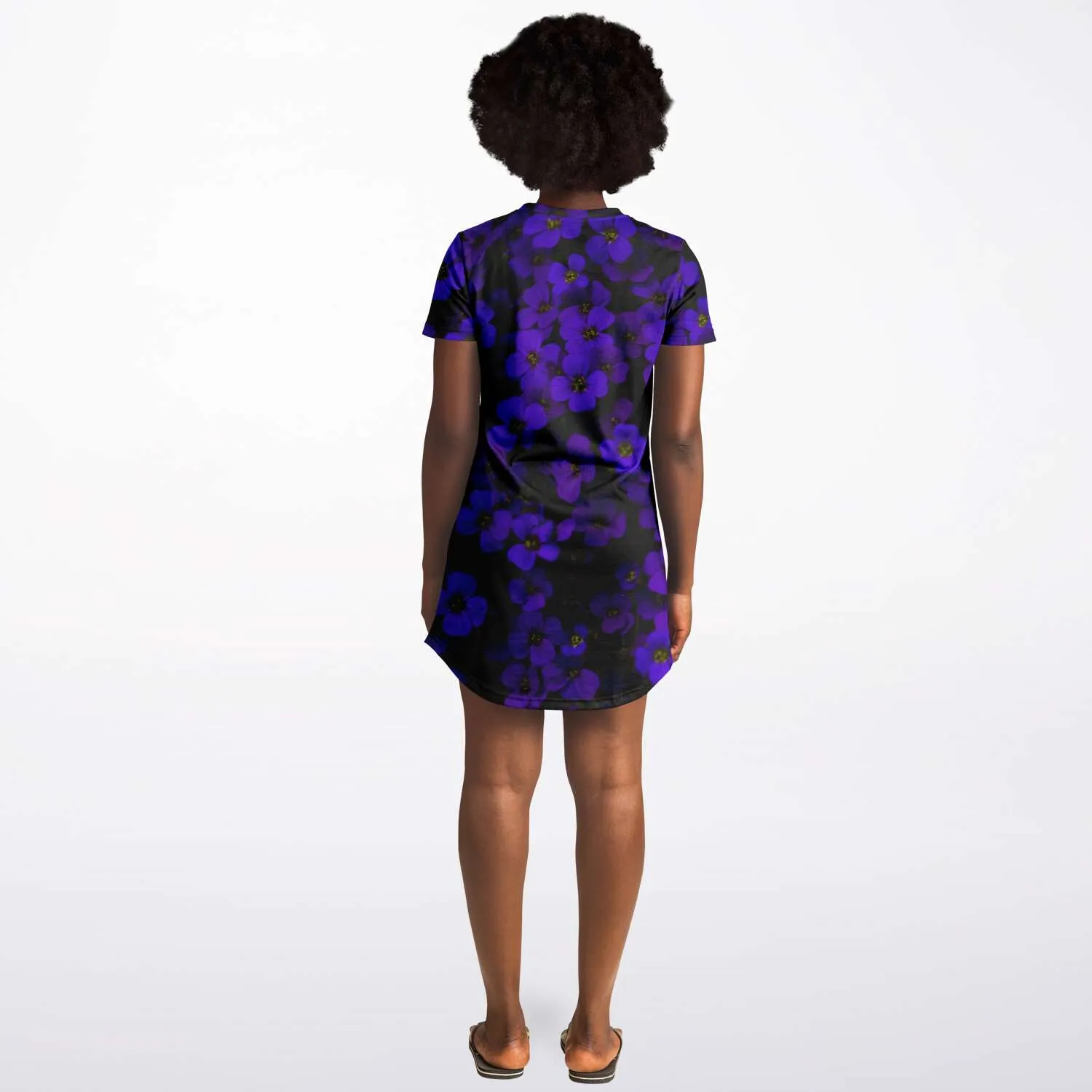 Midnight Purple Flower T Shirt Dress
