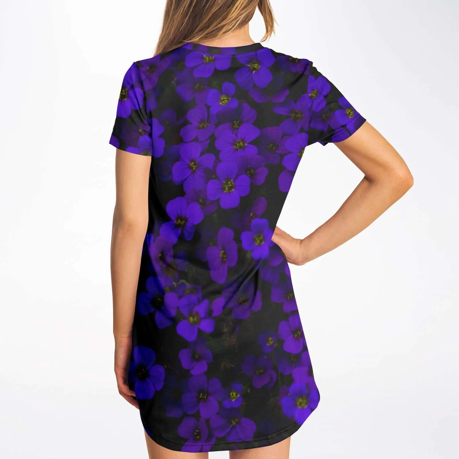 Midnight Purple Flower T Shirt Dress