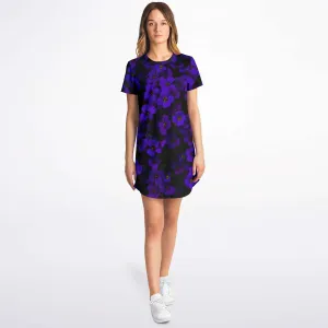 Midnight Purple Flower T Shirt Dress