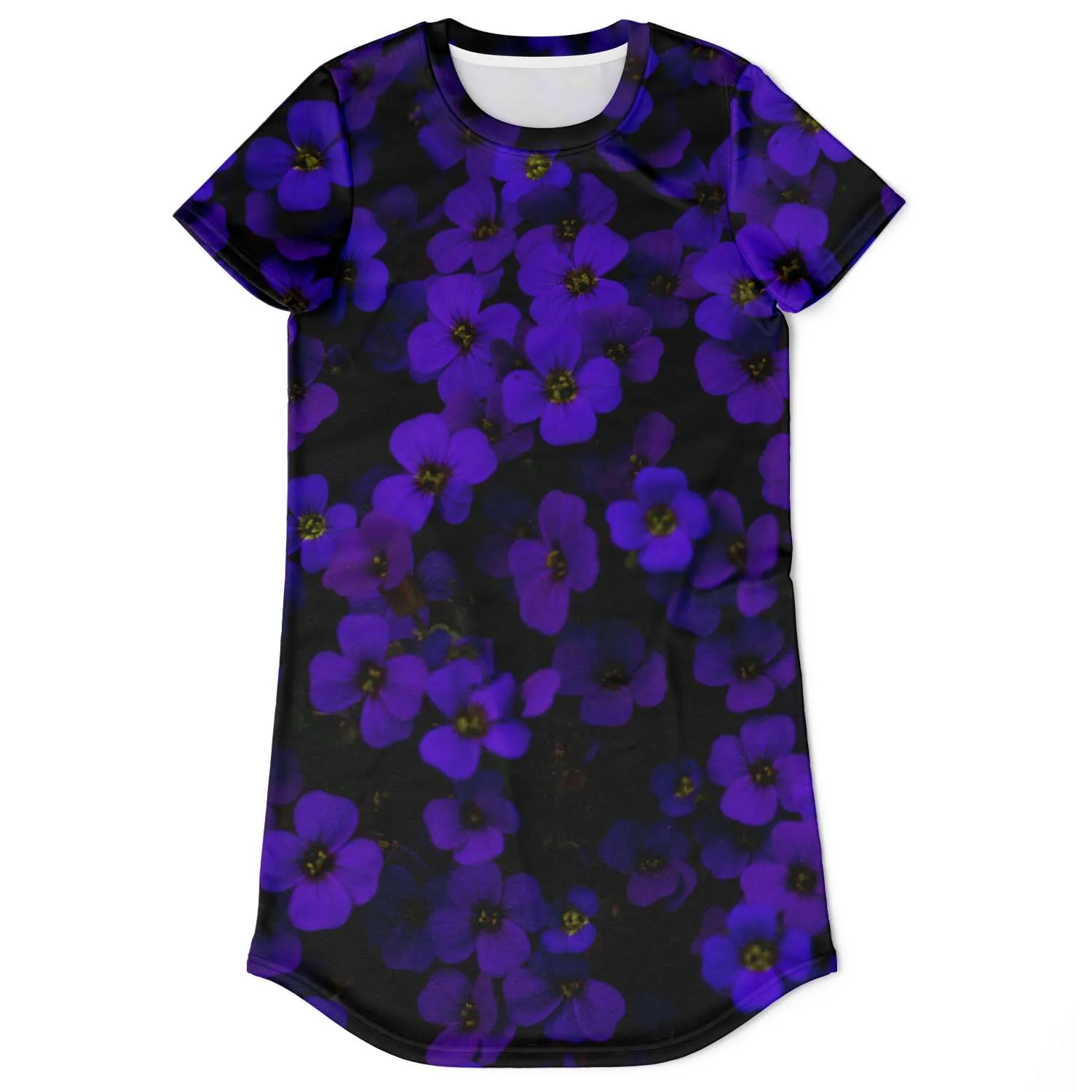 Midnight Purple Flower T Shirt Dress