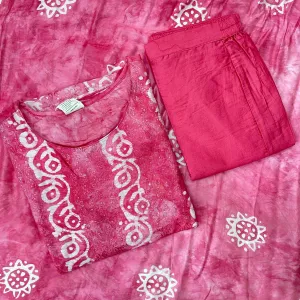 MULBERRY PINK BATIK KURTA SET