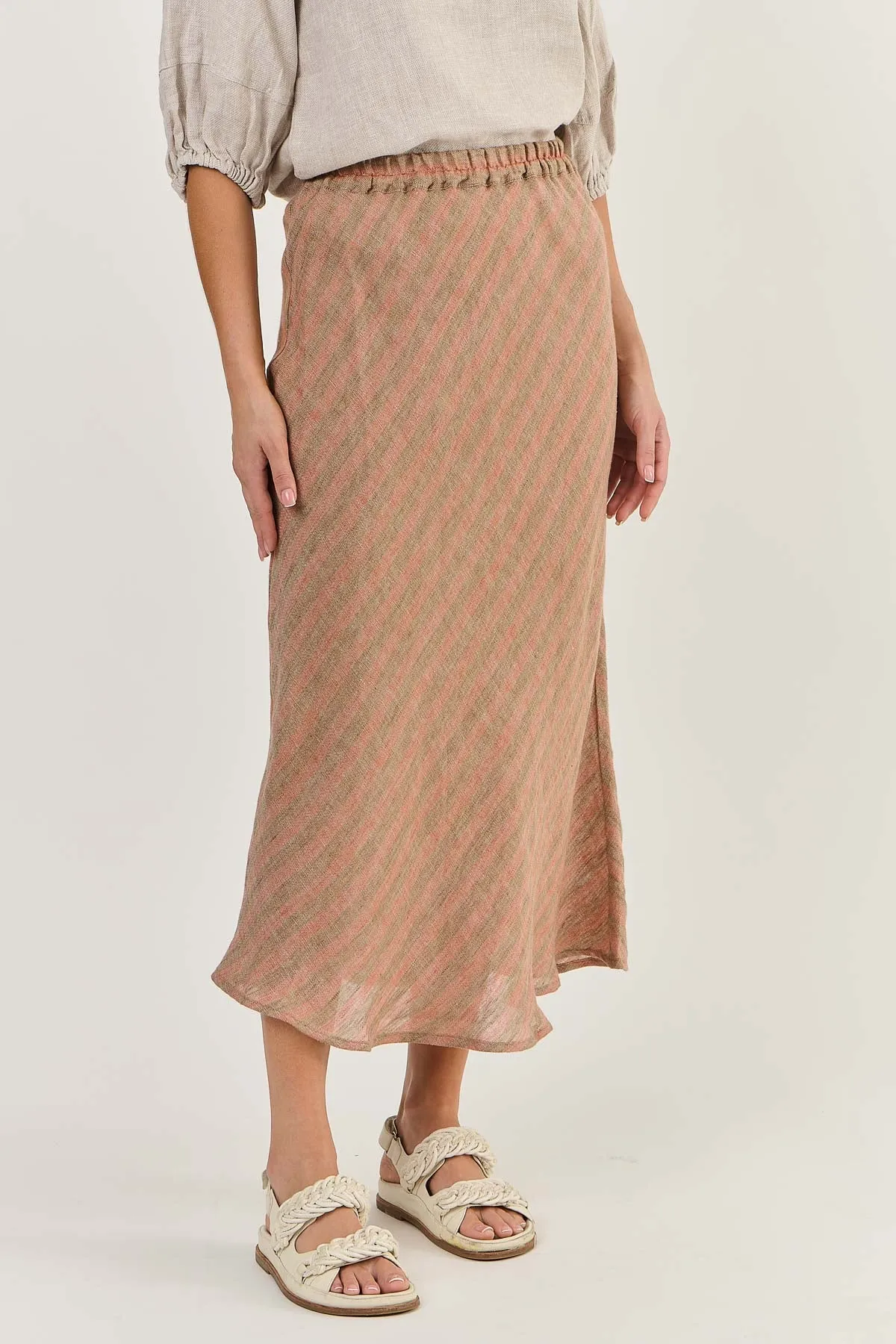 Naturals by O & J Linen Skirt - Brick (GA299)