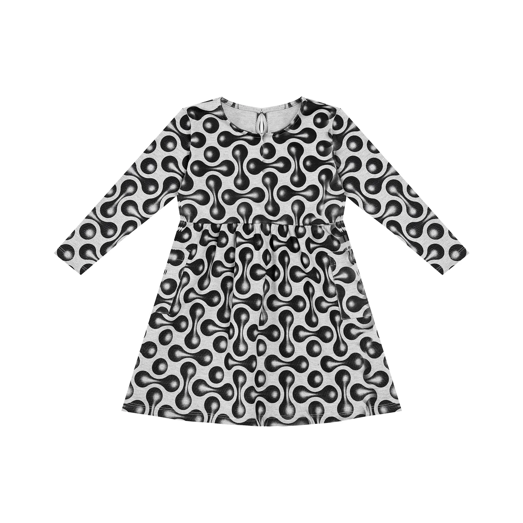 OM702-JERSEY LONG SLEEVE DRESS-Light Grey