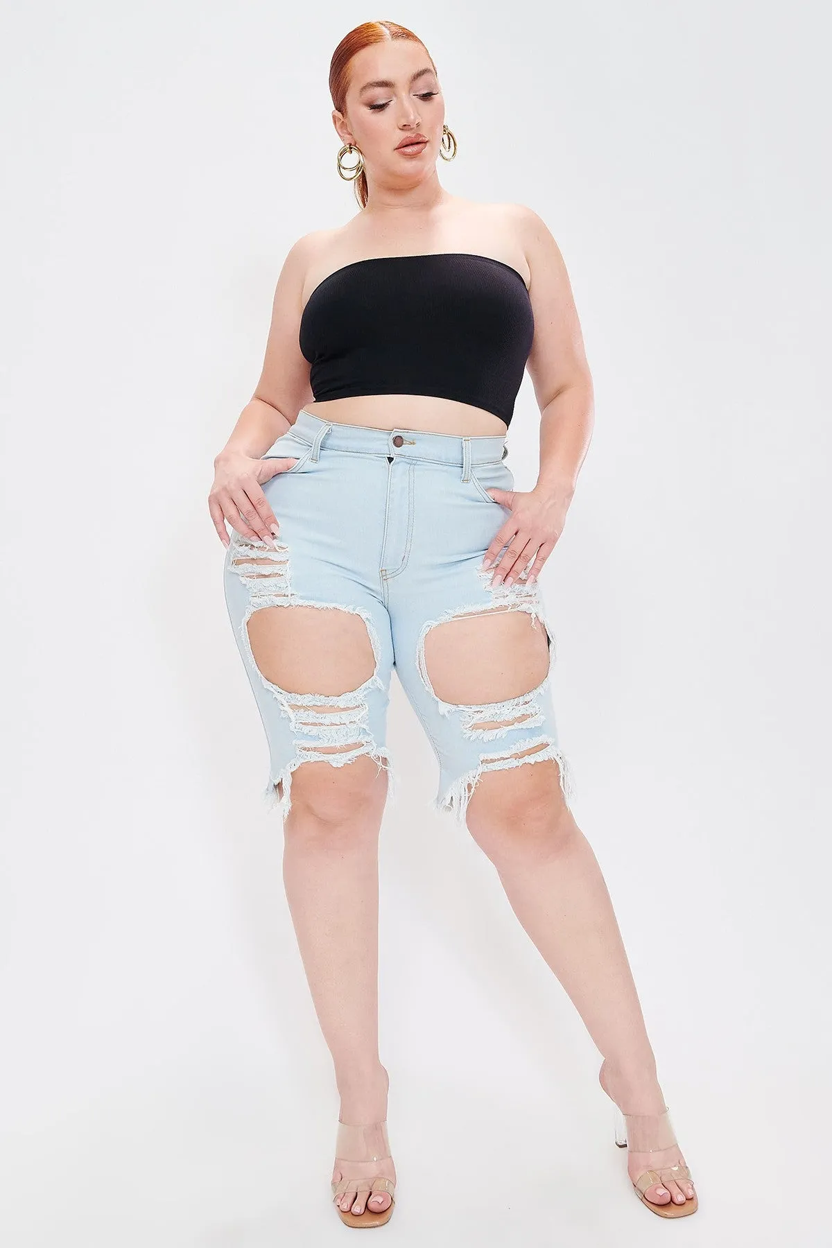 PLUS Destroyed Bermuda Shorts