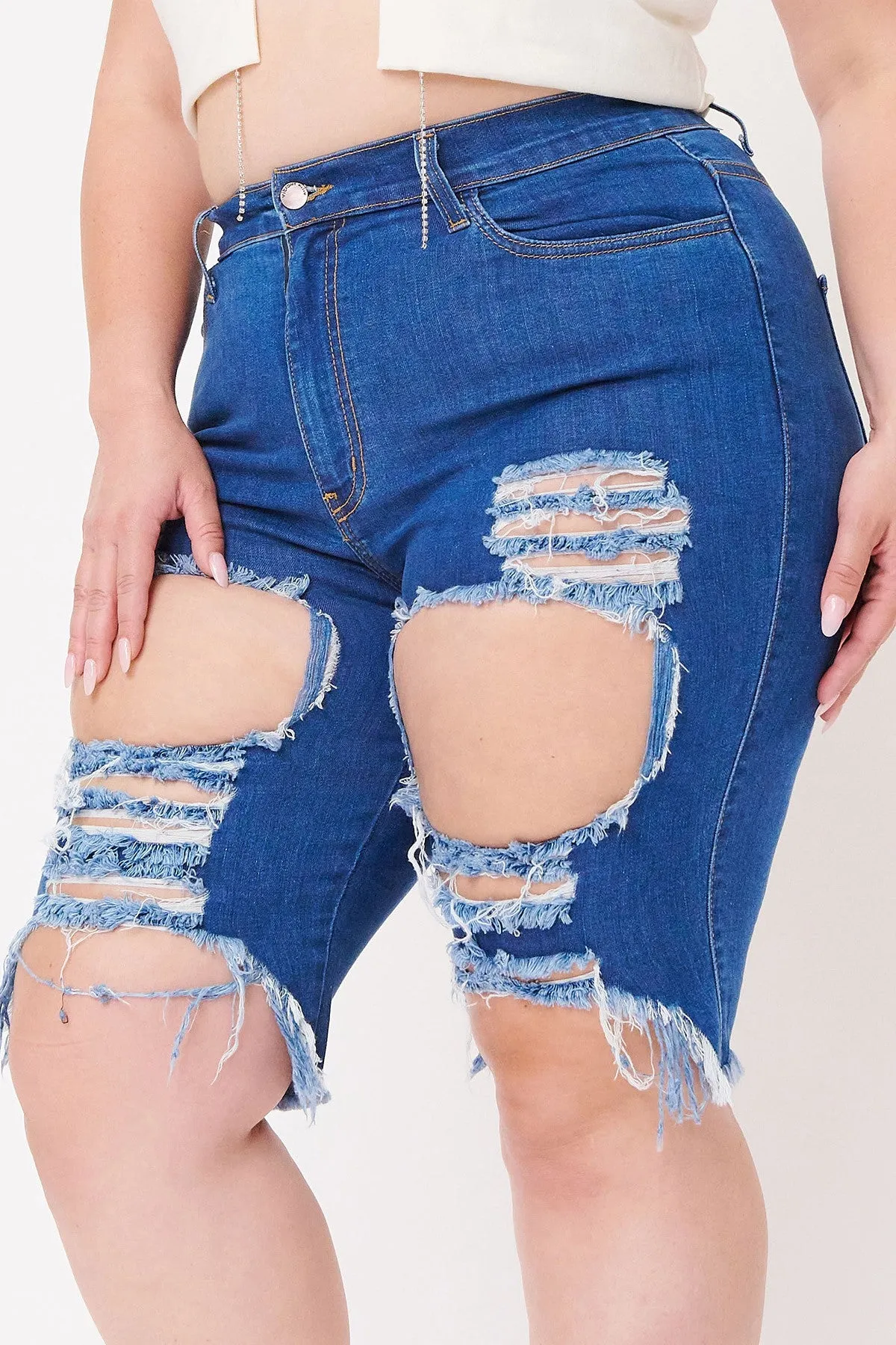 PLUS Destroyed Bermuda Shorts