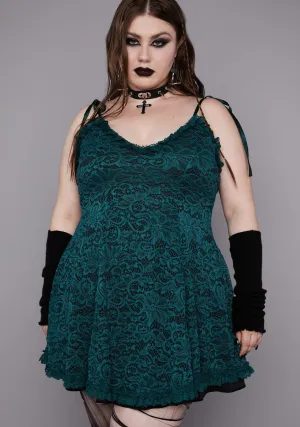 Plus Emerald Faithfully Doomed Lace Dress