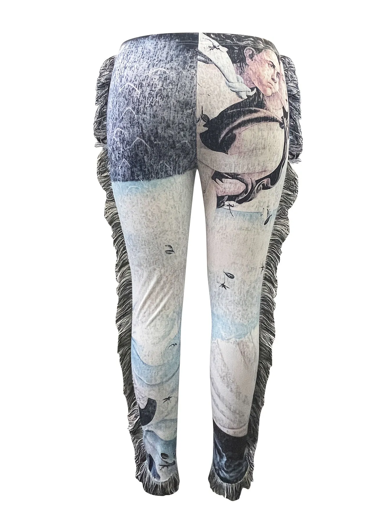 Plus Fringe Trim High Rise Medium Stretch Leg Trousers  Pants
