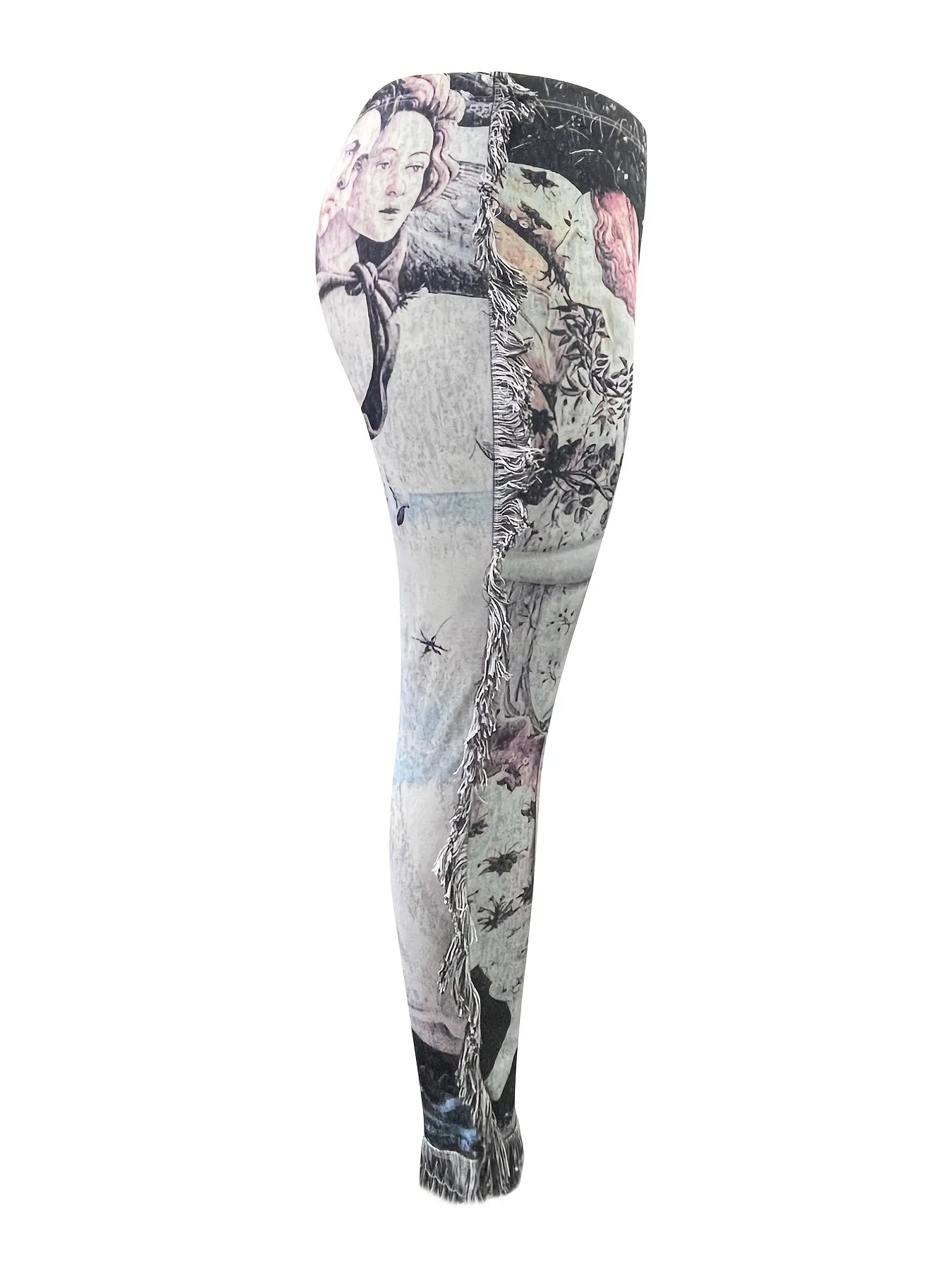 Plus Fringe Trim High Rise Medium Stretch Leg Trousers  Pants