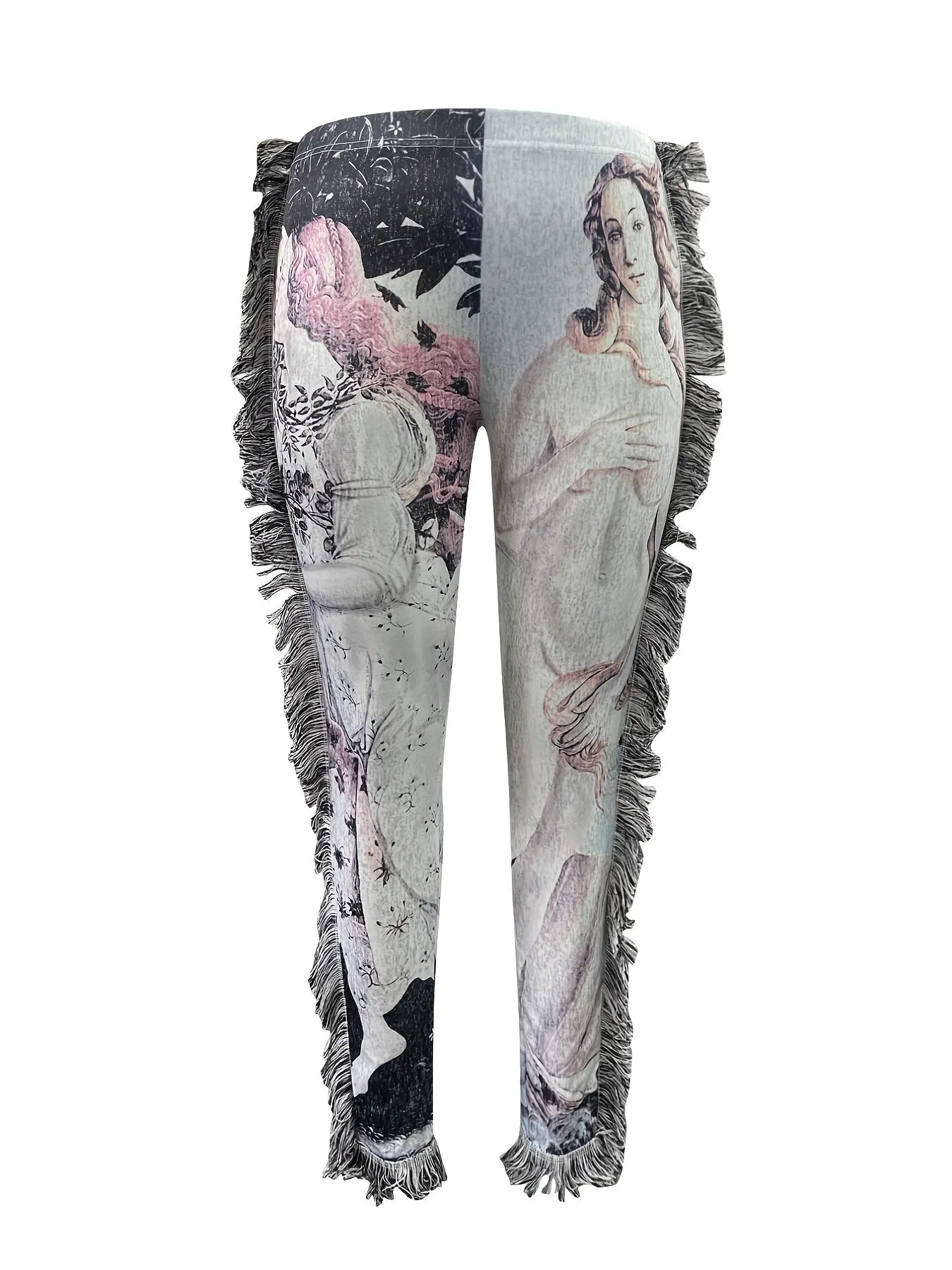 Plus Fringe Trim High Rise Medium Stretch Leg Trousers  Pants