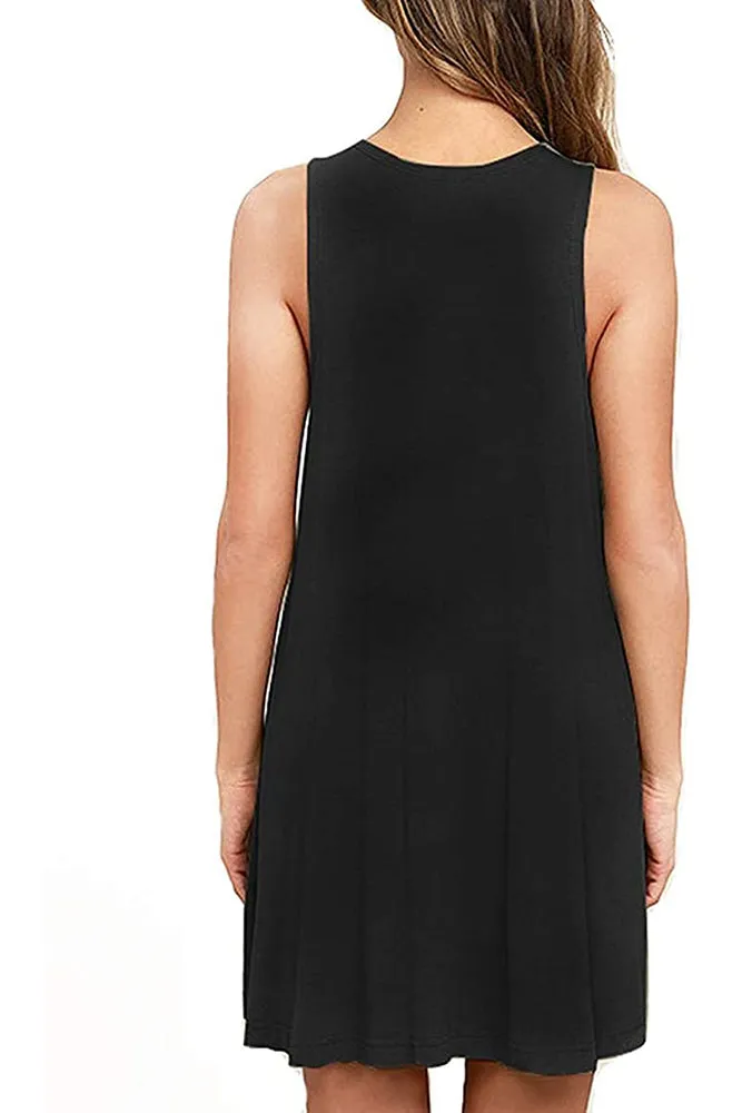 PrinStory Summer Casual T Shirt Dresses Beach Cover up Plain Tank Dress