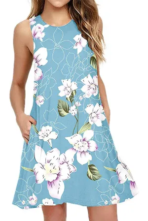 PrinStory Summer Casual T Shirt Dresses Beach Cover up Plain Tank Dress