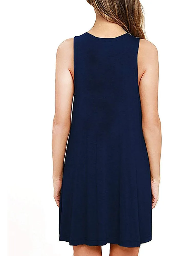 PrinStory Summer Casual T Shirt Dresses Beach Cover up Plain Tank Dress
