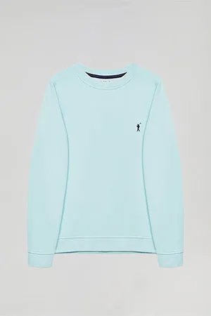 Sudadera básica azul celeste de cuello redondo y logo Rigby Go