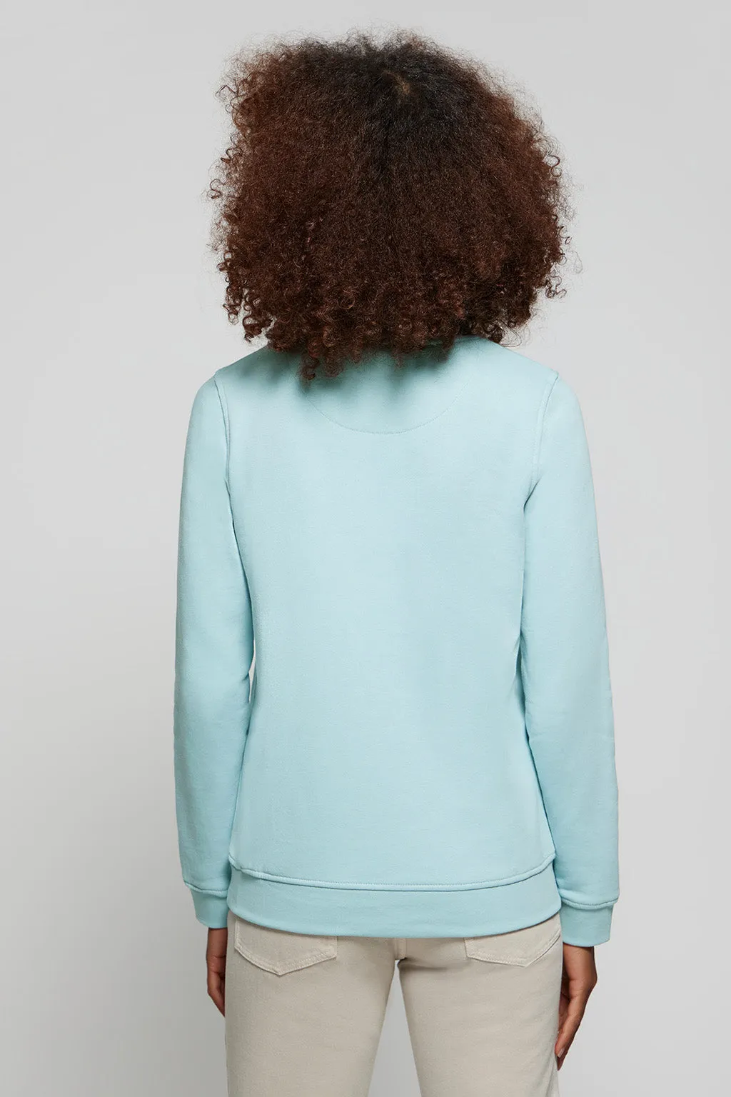 Sudadera básica azul celeste de cuello redondo y logo Rigby Go