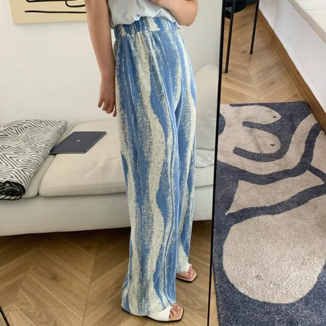 Thin Pants With Wide Legs And Elastic Waist