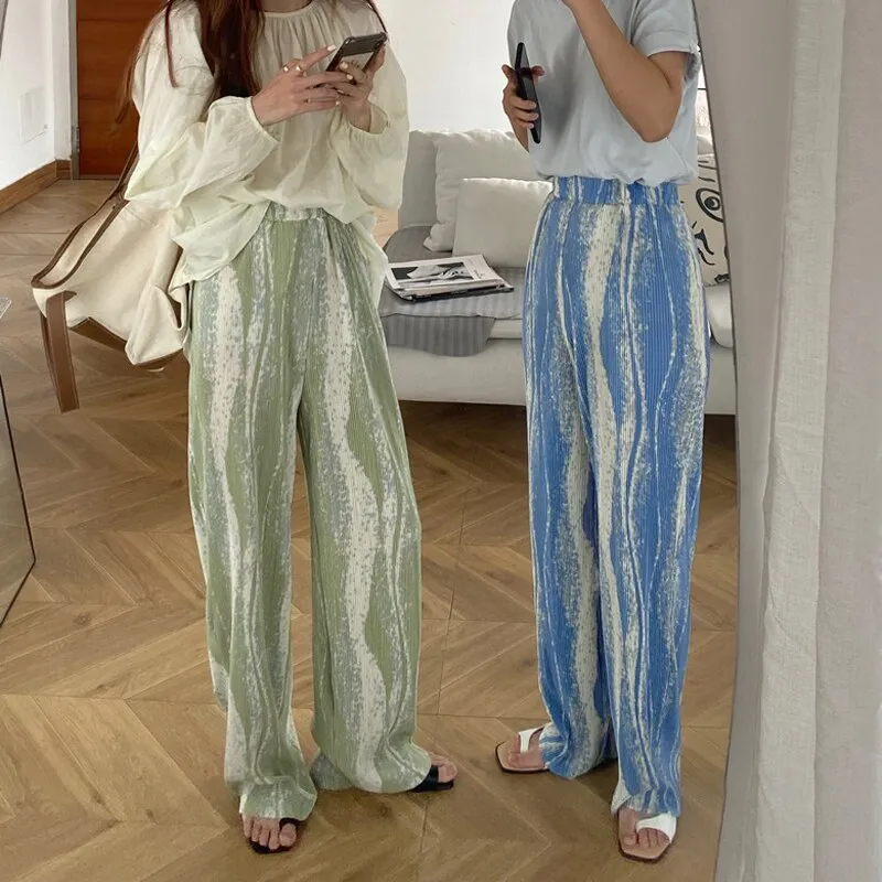 Thin Pants With Wide Legs And Elastic Waist