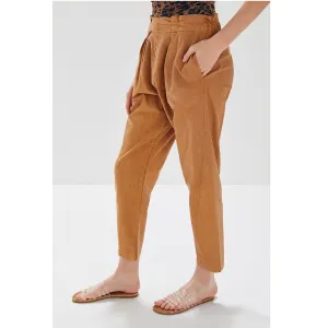 Urban Outfitters Kahn Linen Tapered Paperbag Pants