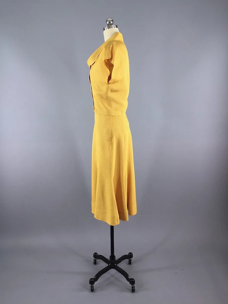 Vintage 1930s Day Dress / Skirt & Blouse Set