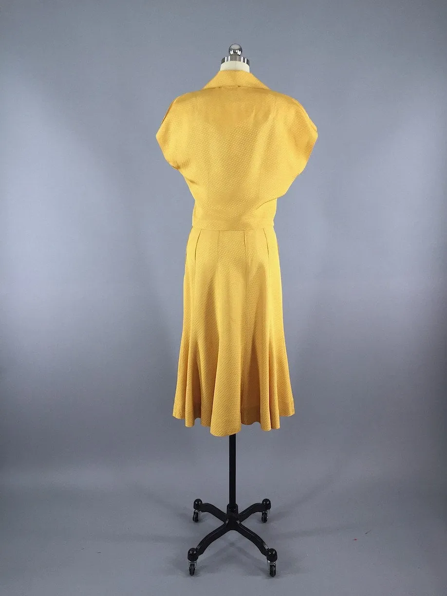 Vintage 1930s Day Dress / Skirt & Blouse Set