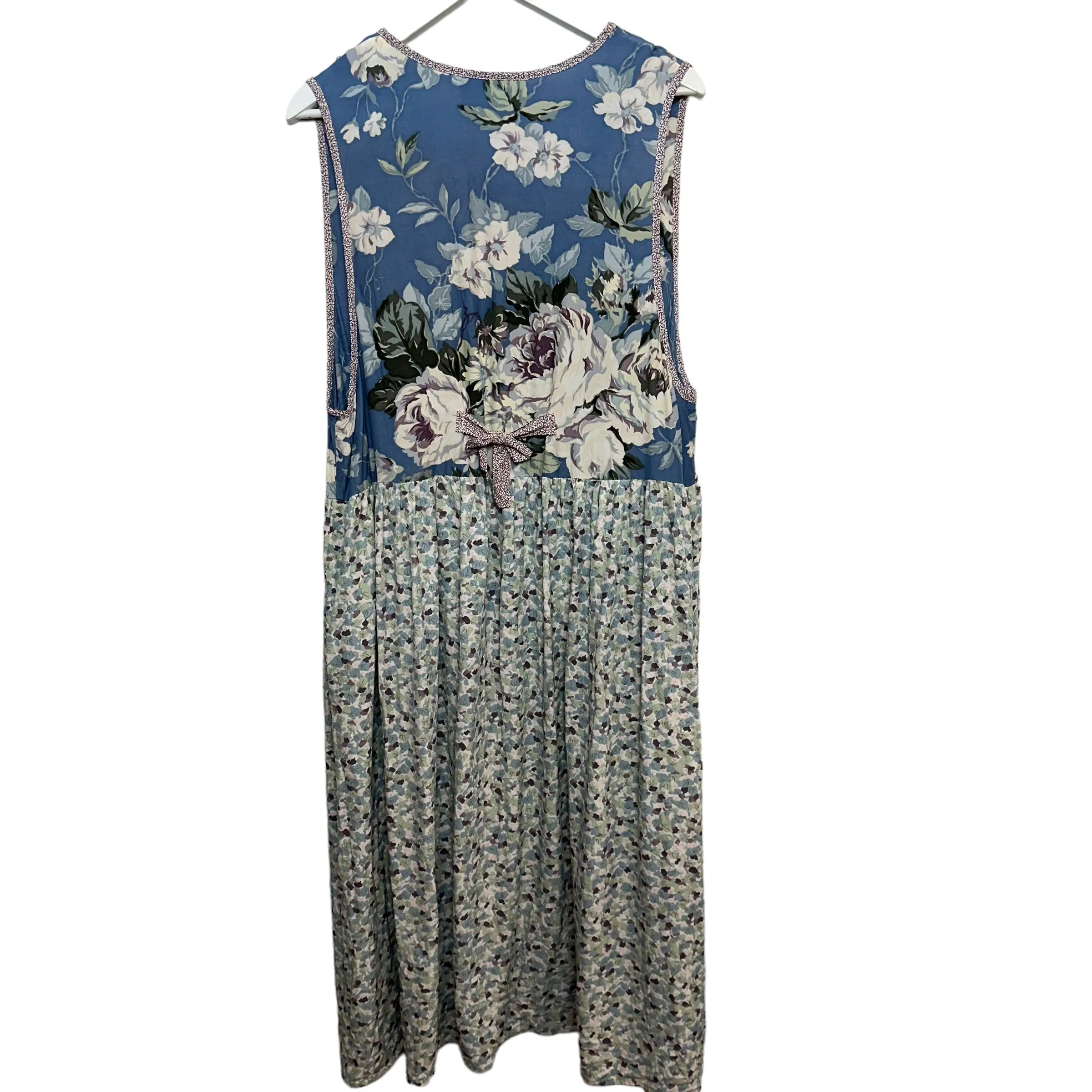 Vintage 80s Carol Anderson California Floral Jumper Dress Midi Sleeveless