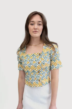 Vintage Charm Square Neck Blouse