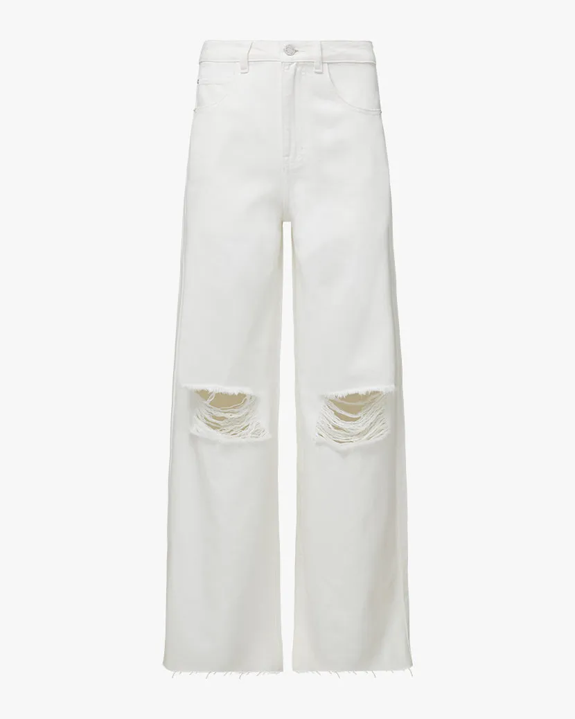WeWoreWhat | Wide Leg Distressed Jeans | White