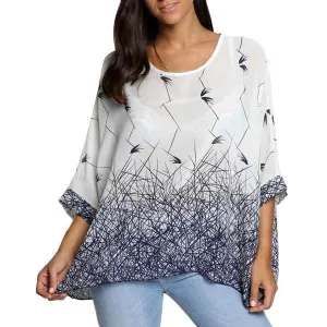 Women Batwing Casual Chiffon Blouse (Plus Size)