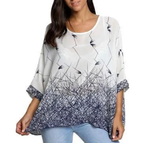 Women Batwing Casual Chiffon Blouse (Plus Size)