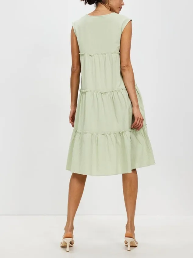 Women's Casual Tiered Dress Sleeveless Basic Swing Dress by Kaja Clothing-Elga Dress