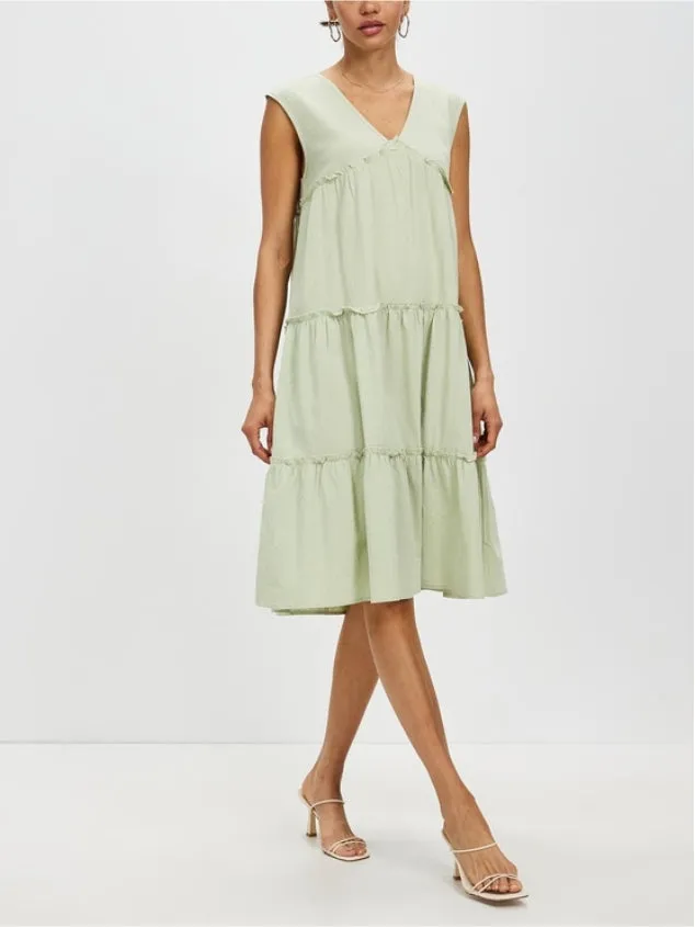 Women's Casual Tiered Dress Sleeveless Basic Swing Dress by Kaja Clothing-Elga Dress