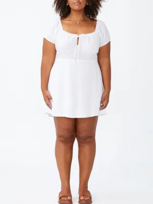 Women's Floral Embroidered Short Dress,White