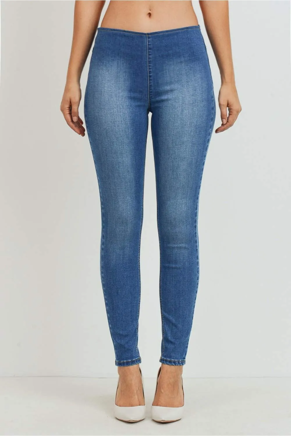 Women's Juniors Mid Rise Skinny Jeans Denim Stretchy Pants