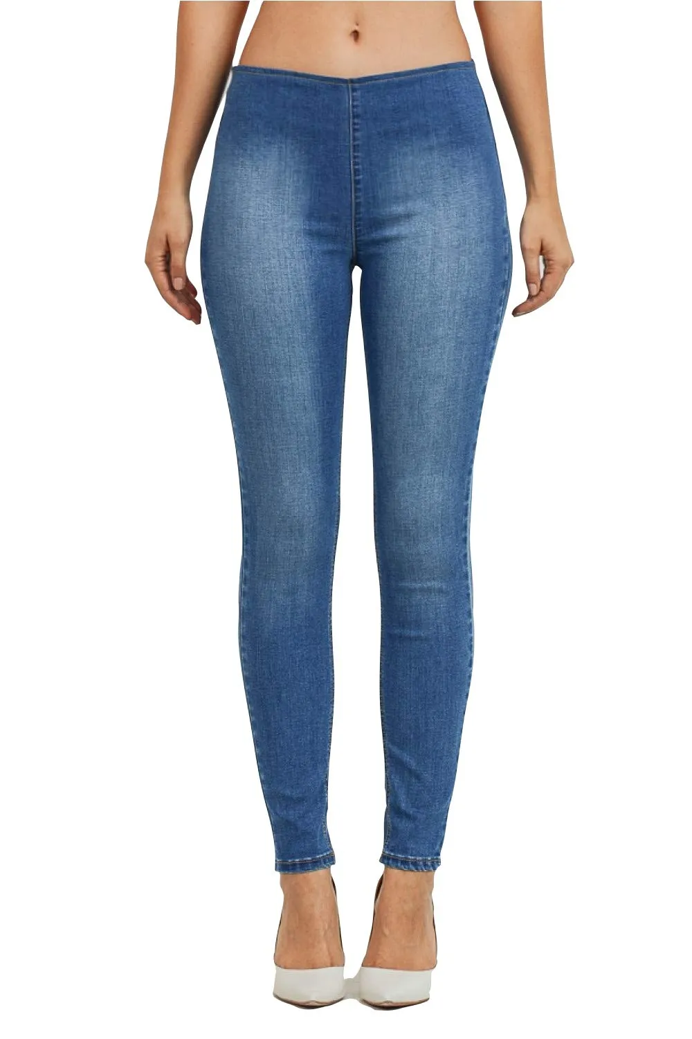 Women's Juniors Mid Rise Skinny Jeans Denim Stretchy Pants