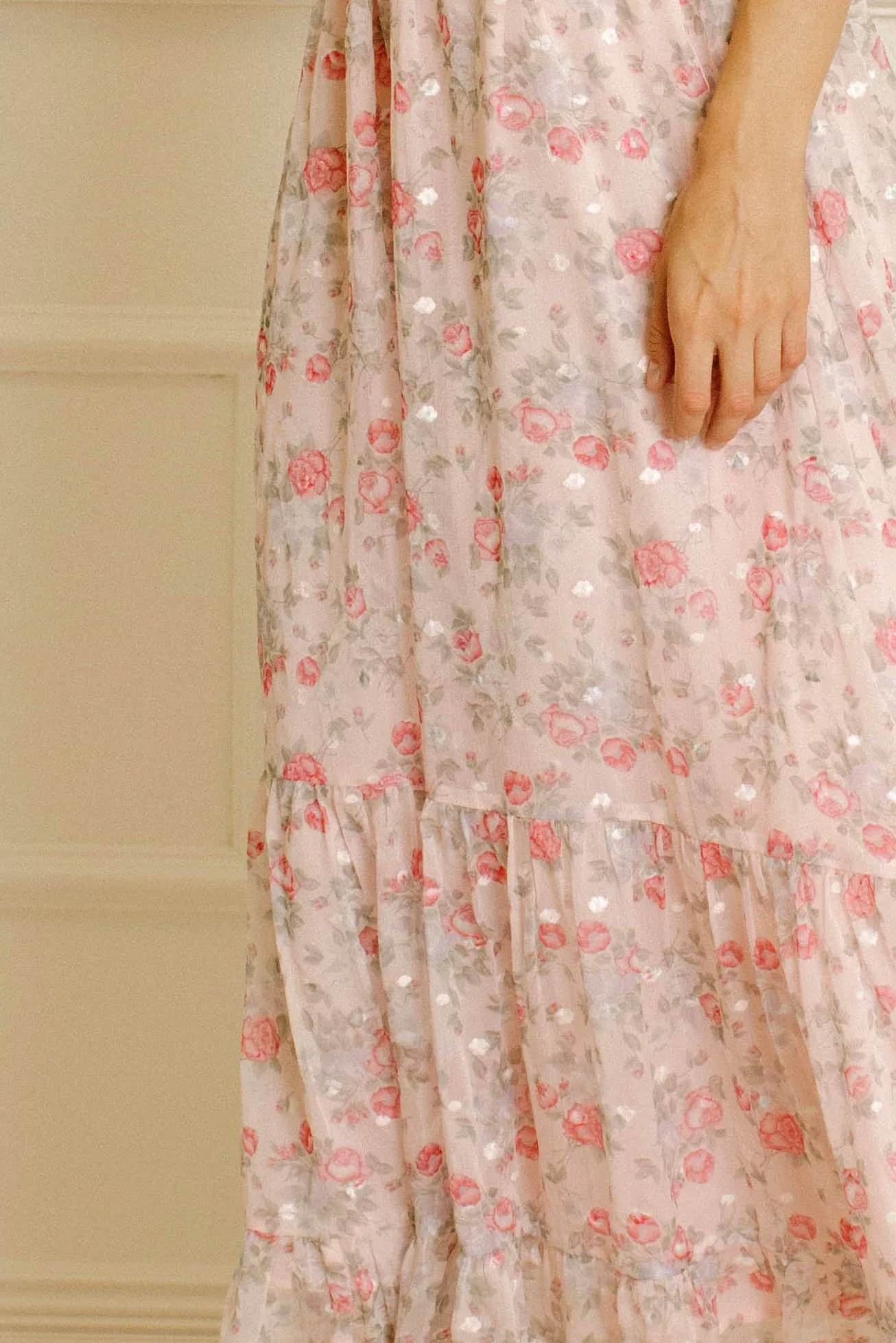 Women's Storia Floral Tiny Flowers Maxi Dress with criss-cross back tie