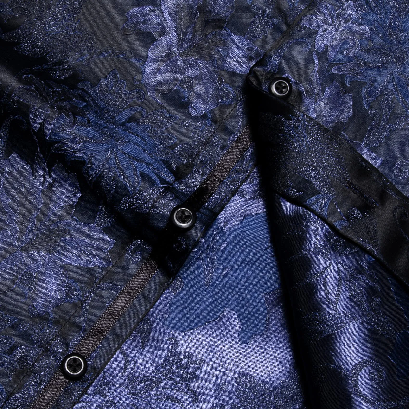YourTies Windsor Collar Mens Top Blue Lily Floral Jacquard Dress Shirt